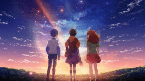 three anime characters standing-animewallpapers