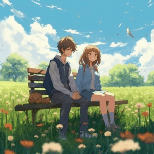 two people sitting-animewallpapers